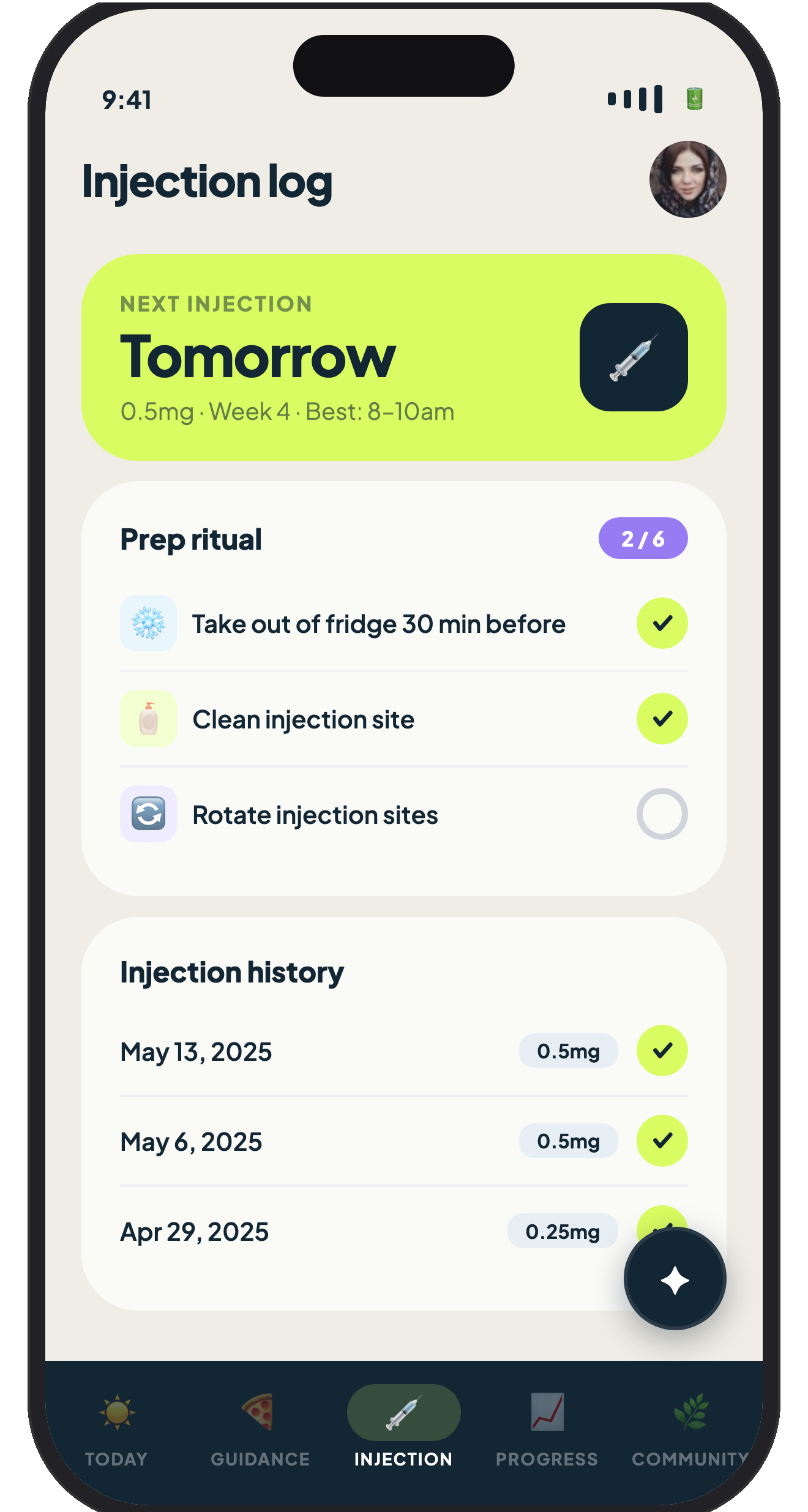 Injection log
